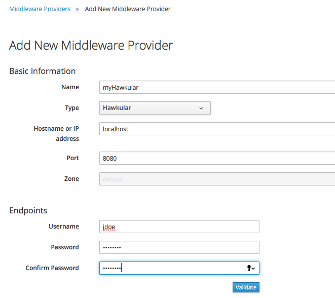 Settings for the provider