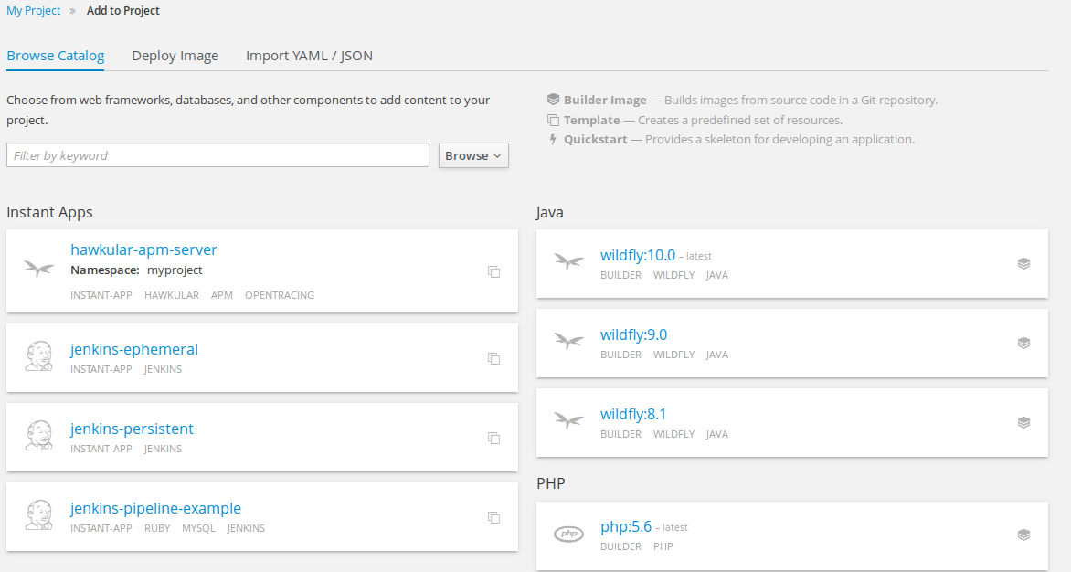 APM template on OpenShift